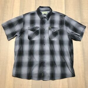 Dixxon End of the Tunnel Shirt Mens Size 3X Black Plaid Bamboo Snap Button Up